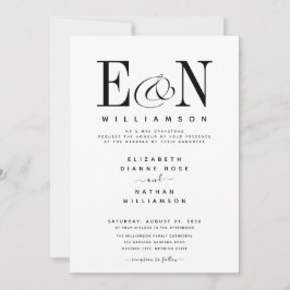 Moderne Schwarz-Weiß-Elegante Hochzeitseinladung Einladung