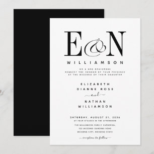 Moderne Schwarz-Weiß-Elegante Hochzeitseinladung Einladung