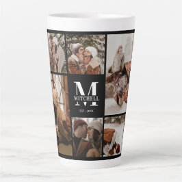 Moderne Schwarz-Weiß-Familienfotografie-Kollage-Sa Milchtasse