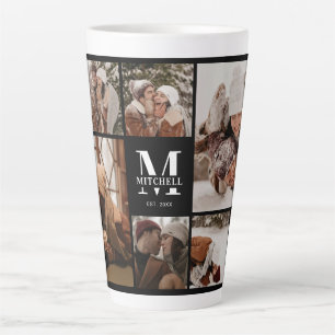 Moderne Schwarz-Weiß-Familienfotografie-Kollage-Sa Milchtasse