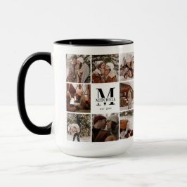 Moderne Schwarz-Weiß-Familienfotografie-Kollage-Sa Tasse