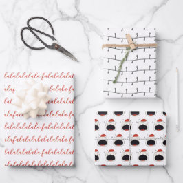 Moderne Schwarz-Weiß-Fans La La La La-La-Sing-Katz Geschenkpapier Set
