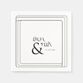 Moderne Schwarz-Weiß-Fett-Hochzeit Serviette