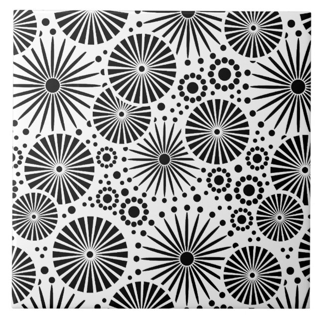 Moderne Schwarz-Weiß-Fliese Fliese (Vorderseite)