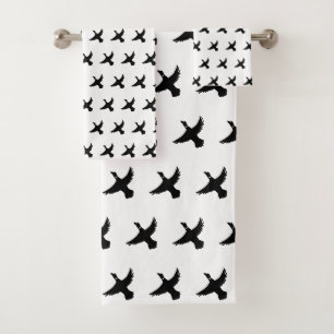 Moderne Schwarz-Weiß-Flying-Ente Badhandtuch Set