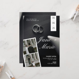 Moderne Schwarz-Weiß-Foto-Filmstreifen-Hochzeit In Einladung