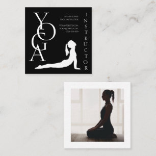 Moderne Schwarz-Weiß-Foto für Yoga-Lehrer Quadratische Visitenkarte