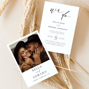 Moderne Schwarz-Weiß-Foto-Hochzeitseinladung Einladung