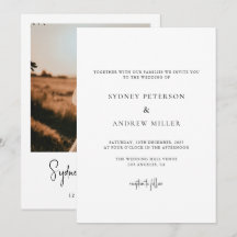 Moderne Schwarz-Weiß-Foto-Hochzeitseinladung