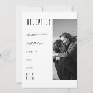 Moderne Schwarz-Weiß-Foto-Hochzeitsempfangskarte Einladung