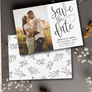 Moderne Schwarz-Weiß-Foto-Save-the-Date-Hochzeit Save The Date