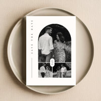 Moderne Schwarz-Weiß-FotoCollage Save the Date