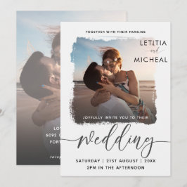 Moderne Schwarz-Weiß-Fotovorlage Hochzeit Einladung