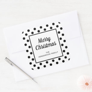Moderne Schwarz-weiß frohe Weihnachten Quadratischer Aufkleber