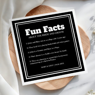 Moderne Schwarz-Weiß-Fun-Fakten Hochzeiten Serviette