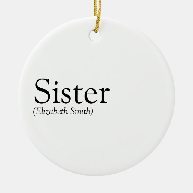 Moderne Schwarz-Weiß-Fun-Sister-Definition Keramik Ornament (Vorne)