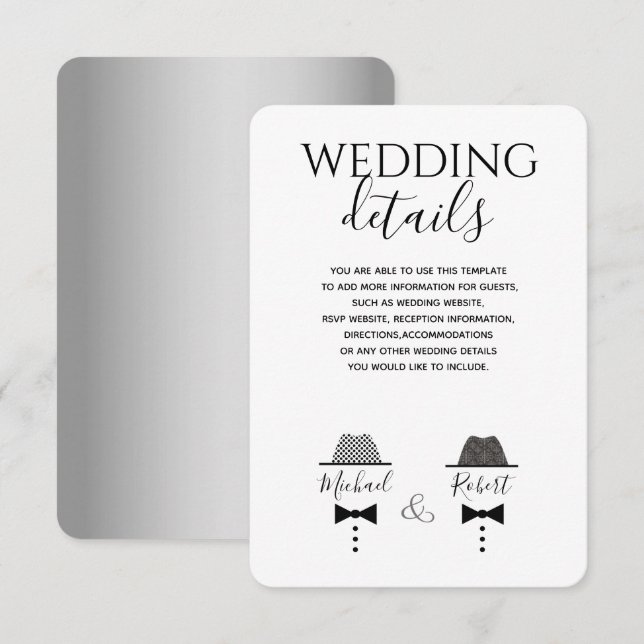 Moderne Schwarz-Weiß-Gay-Hochzeitskarte Einladung (Vorne/Hinten)