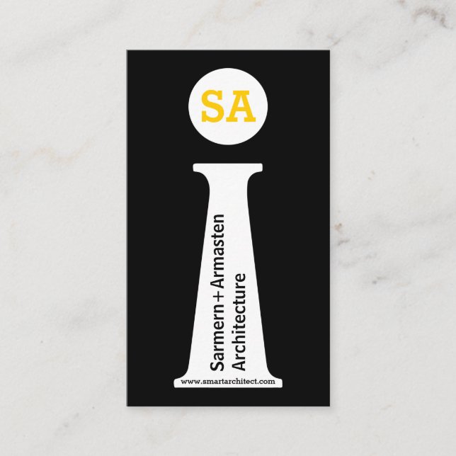 Moderne Schwarz-Weiß-Gelb-Monogramm Visitenkarte (Vorderseite)