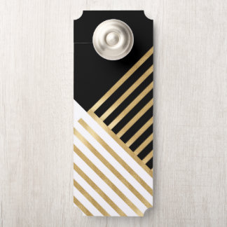Moderne Schwarz-Weiß-Geometrie Goldstreifen Türanhänger