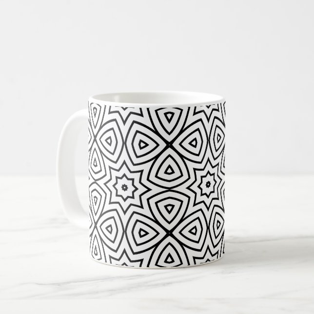 Moderne Schwarz-Weiß-Geometrie  Kaffeetasse (Vorderseite Links)