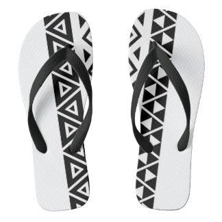 Moderne Schwarz-Weiß-Geometrische Badeschlappen fü Flip Flops