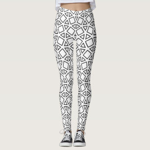 Moderne Schwarz-Weiß-Geometrische Dreiecks-Muster Leggings