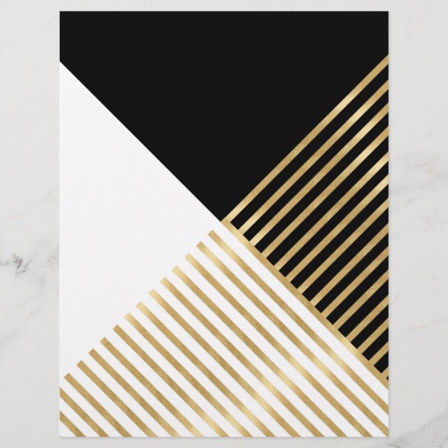 Moderne Schwarz-weiß geometrische Goldrapare Briefbogen (Vorderseite)