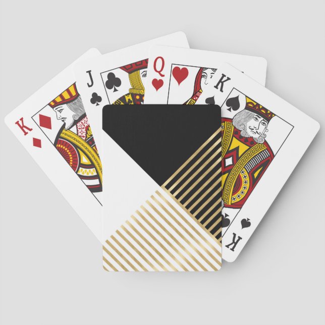 Moderne Schwarz-weiß geometrische Goldrapare Spielkarten (Rückseite)