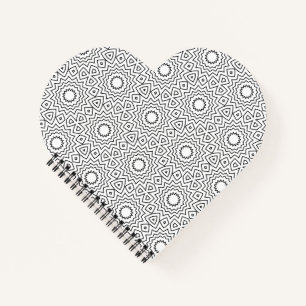 Moderne Schwarz-Weiß-Geometrische Mandala-Muster Notizbuch