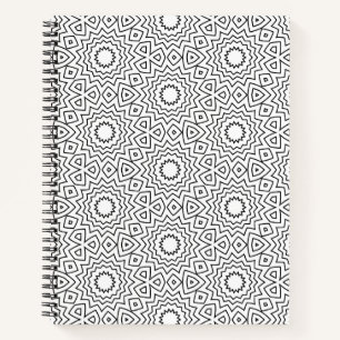 Moderne Schwarz-Weiß-Geometrische Mandala-Muster Notizbuch