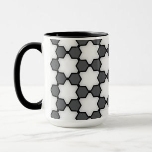 Moderne Schwarz-Weiß-Geometrische Stern-Kaffeetass Tasse
