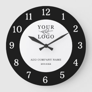 Moderne Schwarz-Weiß-Geschäftslogo Firmenname Große Wanduhr