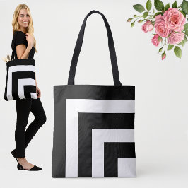 Moderne schwarz-weiß gestreifte Totttasche Tasche