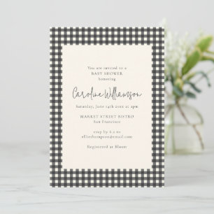 Moderne Schwarz-Weiß-Gingham-Karo-Baby-Party Einladung