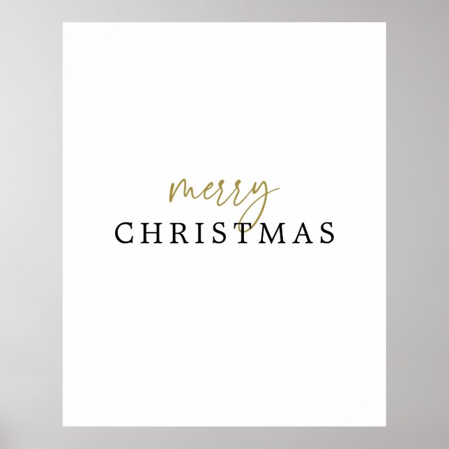 Moderne Schwarz & Weiß Gold Frohe Weihnachten Poster (Vorne)