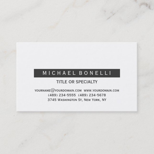 Moderne Schwarz-weiß Grau Consultant Business Card Visitenkarte (Vorderseite)