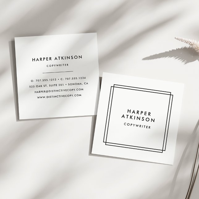 Moderne Schwarz-Weiß-Grenze Quadratische Visitenkarte (Von Creator hochgeladen)