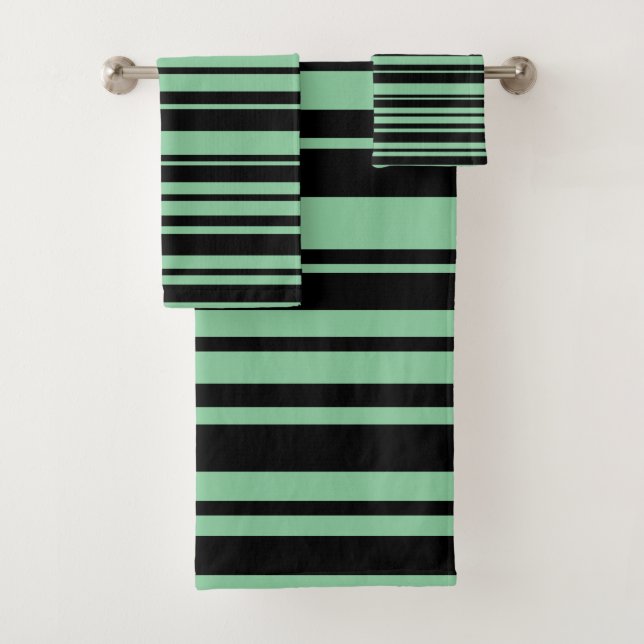 Moderne Schwarz-Weiß-Handtücher mit weißem Streife Badhandtuch Set (Insitu)