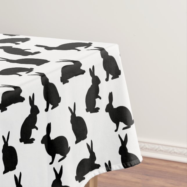 Moderne Schwarz-Weiß-Hasenmuster Ostern Tischdecke (Beispiel)