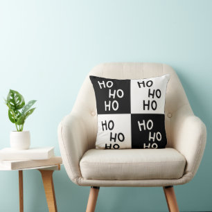 Moderne Schwarz Weiß Ho Ho Santa Lachen Weihnachte Kissen