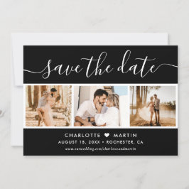 Moderne Schwarz-Weiß-Hochzeit 4 Foto Save The Date