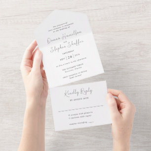 Moderne Schwarz-Weiß-Hochzeit All In One Einladung