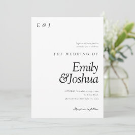 Moderne Schwarz-Weiß-Hochzeit Einladung