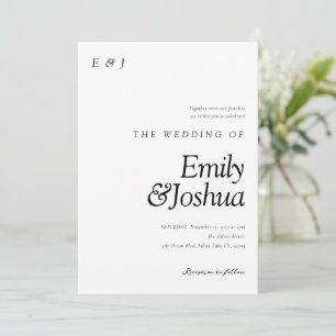 Moderne Schwarz-Weiß-Hochzeit Einladung