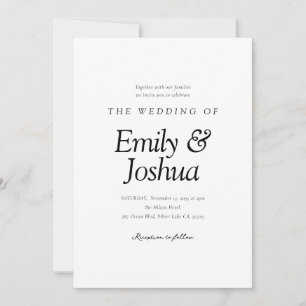 Moderne Schwarz-Weiß-Hochzeit Einladung