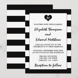 Moderne Schwarz-Weiß-Hochzeit Einladung