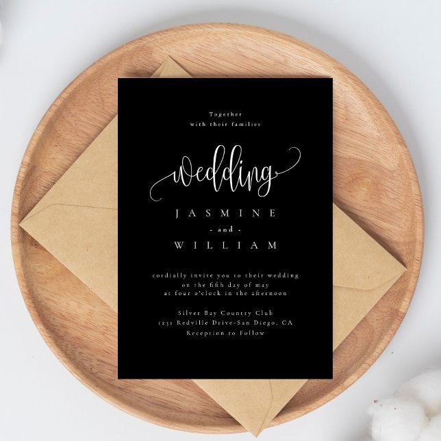 Moderne Schwarz-Weiß-Hochzeit Einladung (Von Creator hochgeladen)