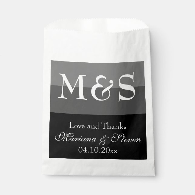 Moderne Schwarz-Weiß-Hochzeit Geschenktütchen (Vorderseite)