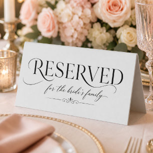 Moderne Schwarz-Weiß-Hochzeit Reserviert Tischaufsteller