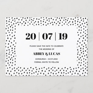 Moderne Schwarz-Weiß-Hochzeit rettet das Datum Save The Date